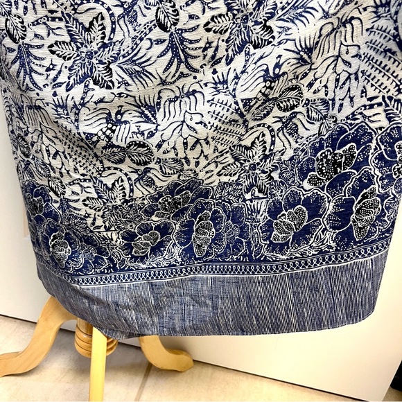 Dana Buchman 100% silk boho indigo batik maxi skirt beach wrap Sarong resort 10 - Picture 5 of 10